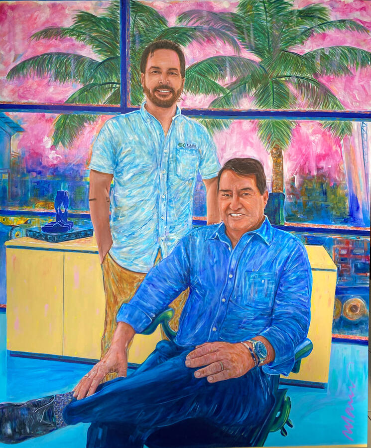 Retrato de Padre e hijo · Acrílico en canvas · Father and son · Acrylic on canvas Retrato de padre e hijo acrílico · Marcos Ribadeneira · MRS Artist · Houston